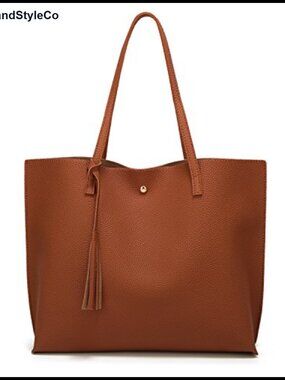 Faux Leather Tote Shoulder Bag Big Capacity Tassel Handbag Tassel Satchel